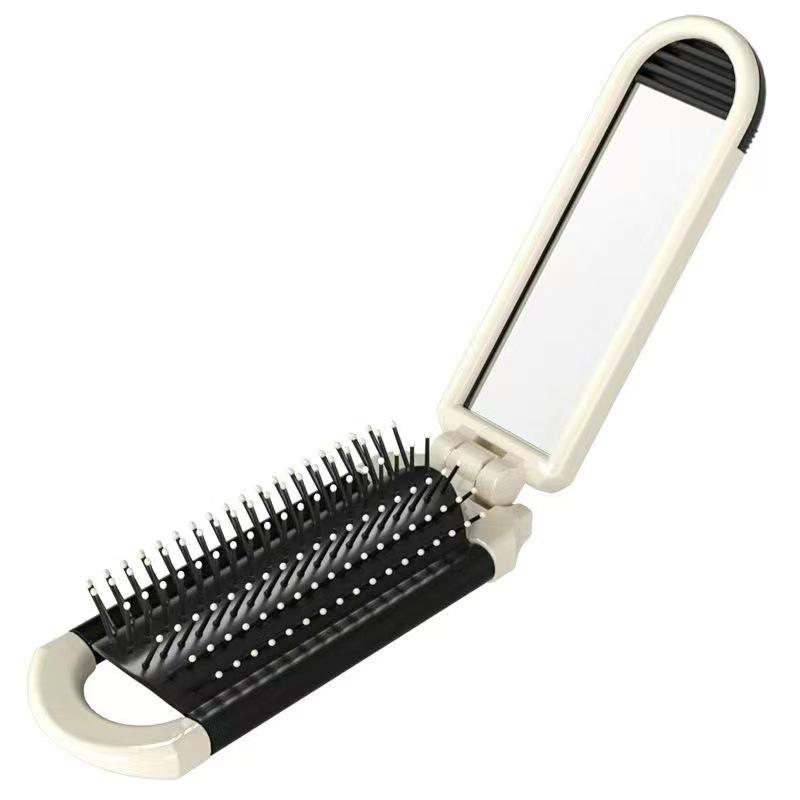 Portable Folding Airbag Cushion Comb with Mirror - Massage & Hairdressing Tool