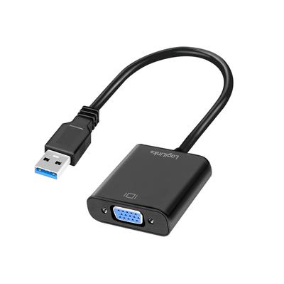 USB 3.0 To VGA 1080p Adapter, Black, 0.15m - LogiLink