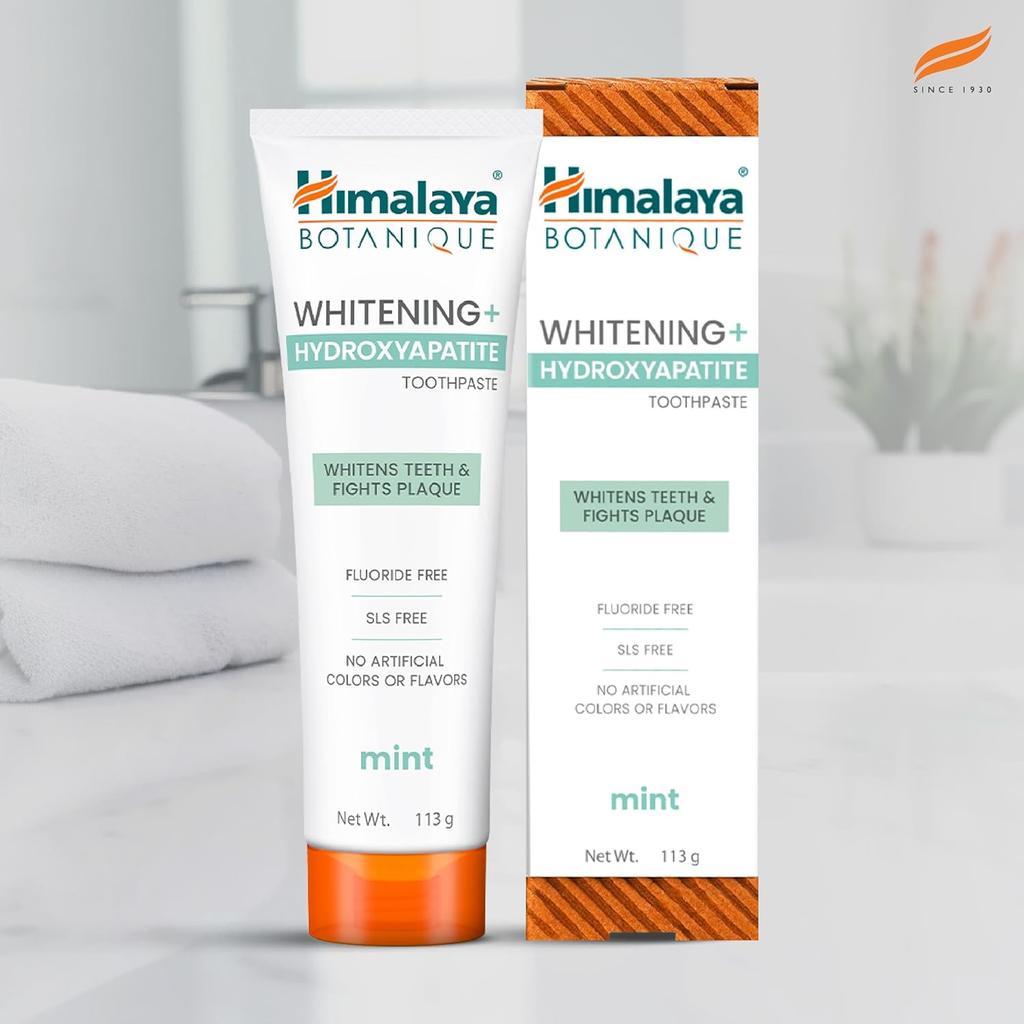 Himalaya Botanique Whitening Hydroxyapatite Toothpaste 113g | Natural Enamel Repair | Fluoride Free | Vegan & Organic