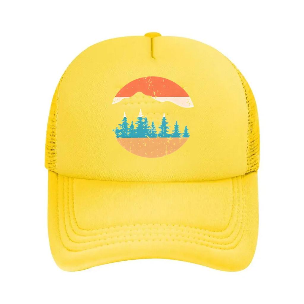 Unisexs Vintage with Forest Print Logo Distressed Outdoor Hat Suitable for Camping Casual Wear M Mesh Baseball Cap