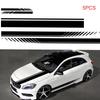 5 PCS Universal White Car Racing Body Side Stripe Skirt Roof Hood Decal Sticker for All Cars PVC Decal