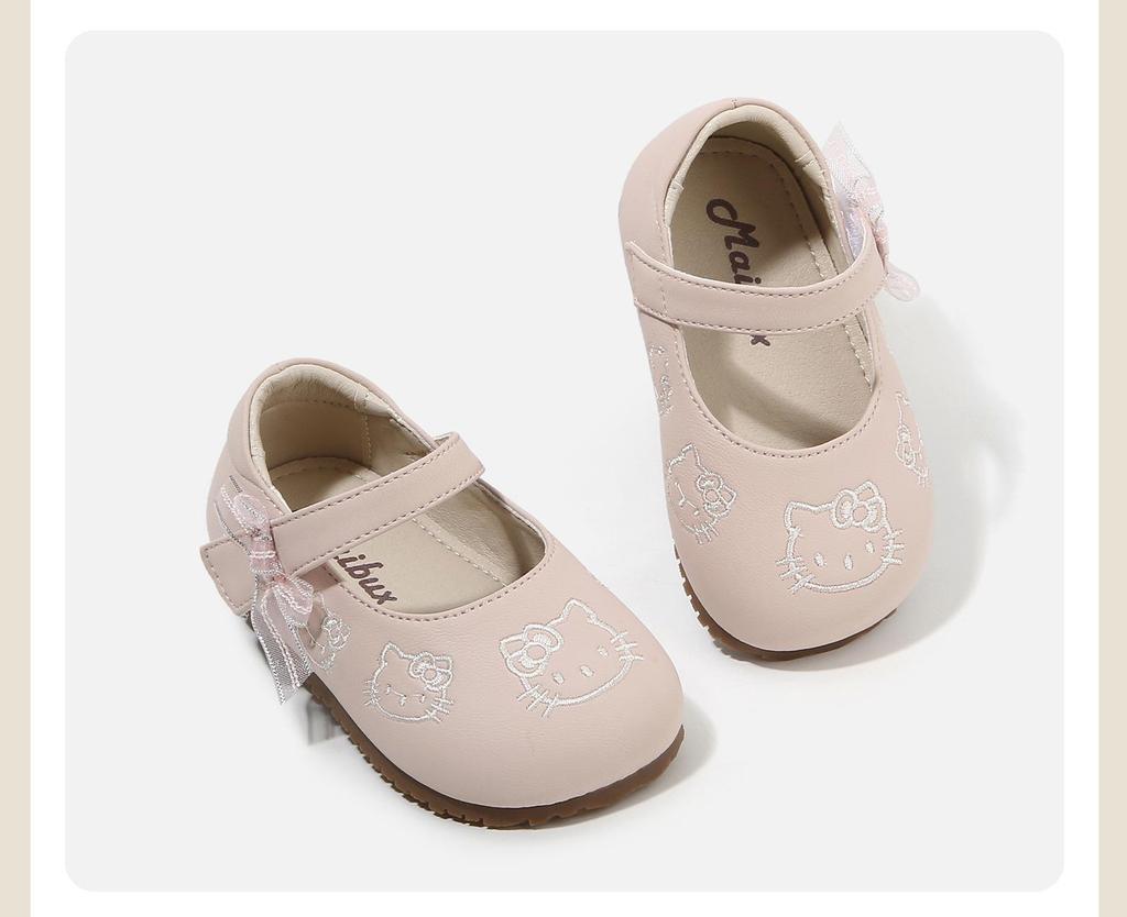 Spring 2026 Soft Sole Leather Baby Walker Shoes with Doll Print - Non-Slip Design