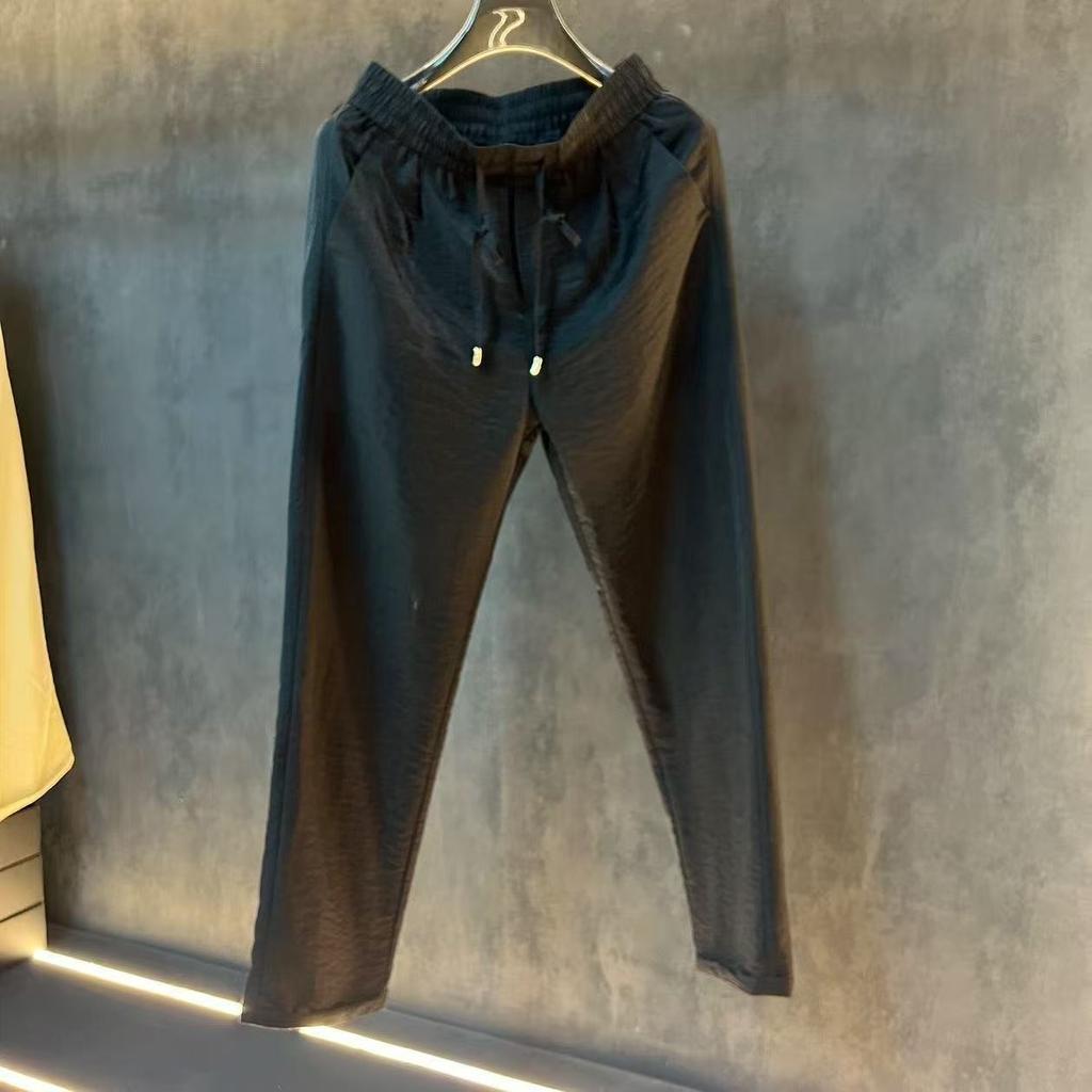 New summer fashion trend old money style men's trousers daily versatile comfortable drawstring casual straight pants