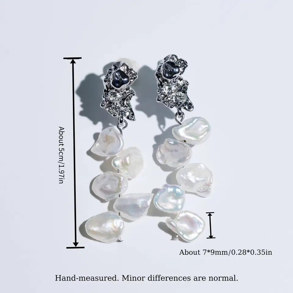 MYSOYA Aurora Petal Baroque Freshwater Pearl Stud Earrings (Silver, 7-9mm, C497) US серебряный