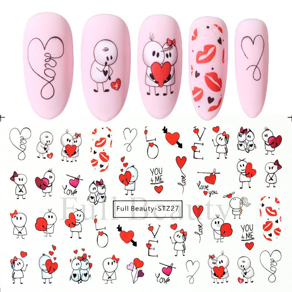 Nail Art Stickers Ins Valentine's Day Romantic Bear Love Letter Love Tree Watermark Sticker