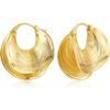 Gold Plated Hoop Earrings for Women Brass Earring Chunky Statement Jewelry