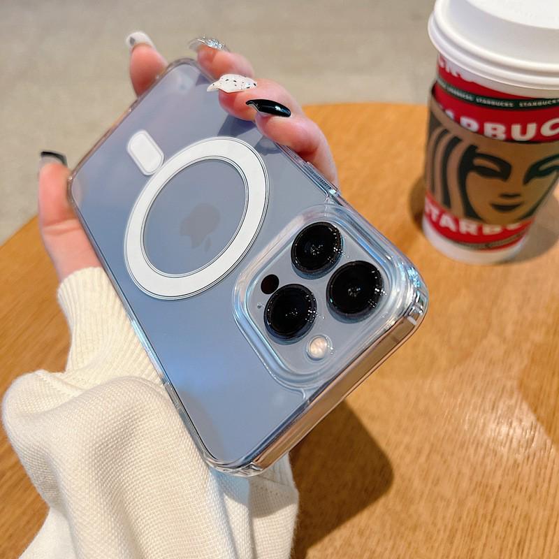 Clear Magnetic Drop-Proof Case for iPhone 16 Pro Max - Wireless Charging Compatible Protective Cover.