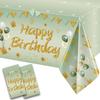 2Pcs Sage Green Birthday Tablecloth Decorations for Women Girls, Light Green Happy Birthday Table Cover Party Supplies, 13th 16th 21st 30th 40th 50th