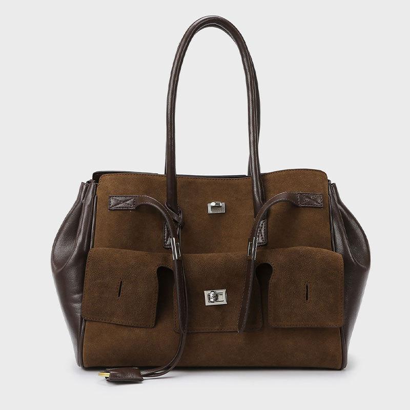 Tote Bag Same Style Women's Bag Autumn/Winter Matte Leather Commuter Bag Premium High Capacity Tote Bag Single Shoulder