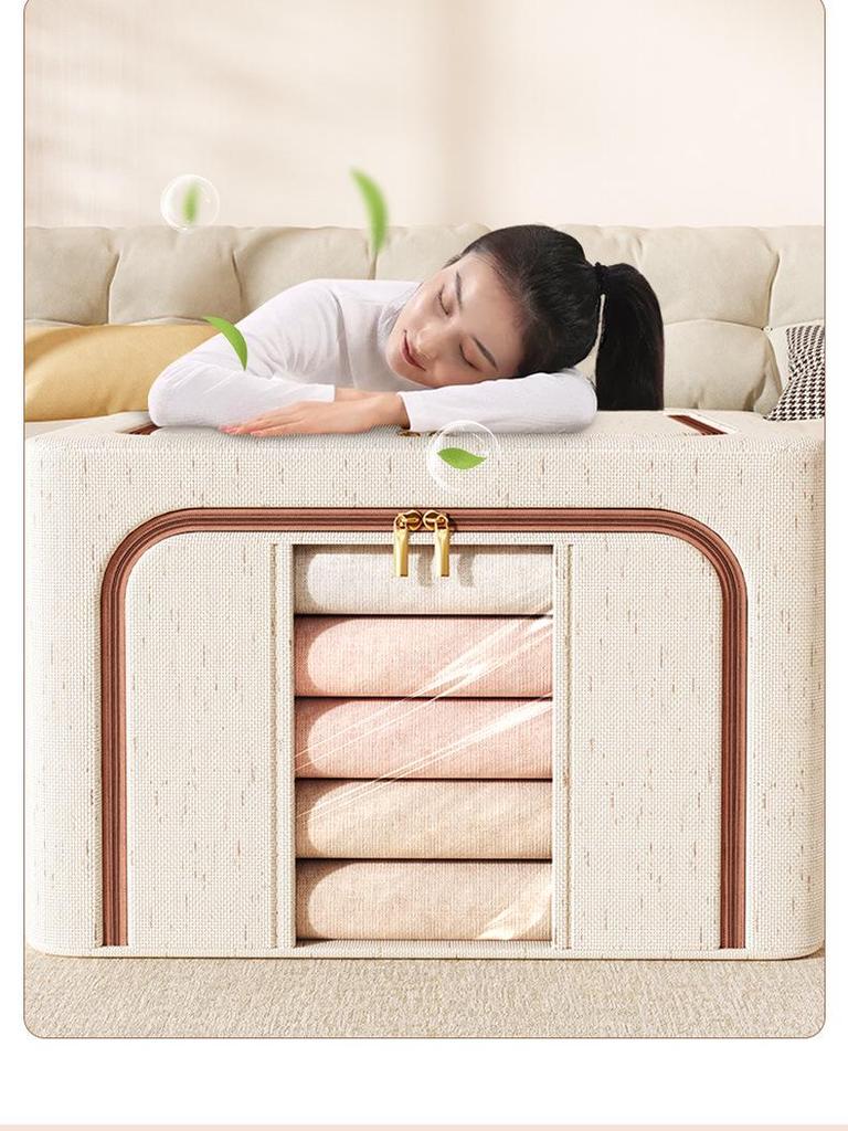 Tianshan Cotton & Linen Patchwork Extra-Large Quilt and Clothes Storage Box with Double Window