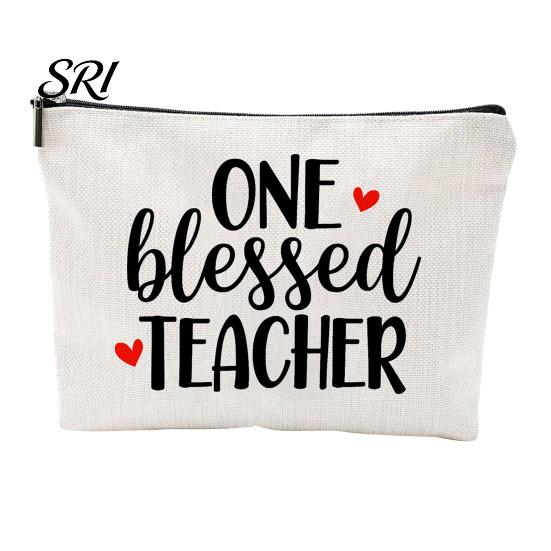 Travel Essentials Bag Cosmetic Teacher Theme Compact Toiletry Portable Zipper Close Storage for And Dressing Table Handbag Organizer