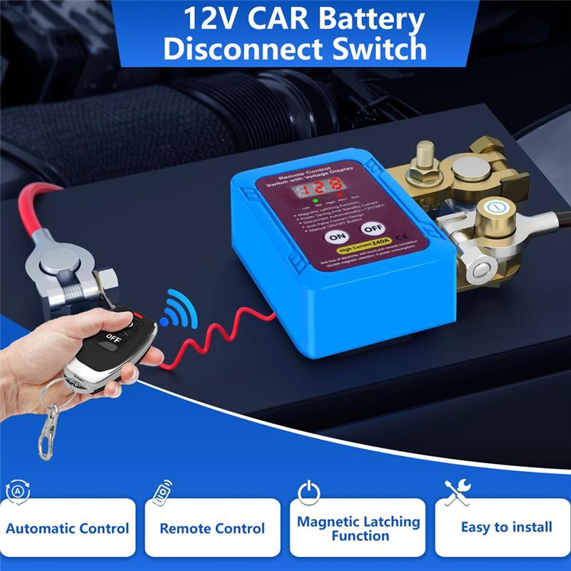 M63K-Remote Battery Disconnect Switch 12V 240A With Led Voltage Display,Automatic Power Shut Off Switch For Auto Car Truck