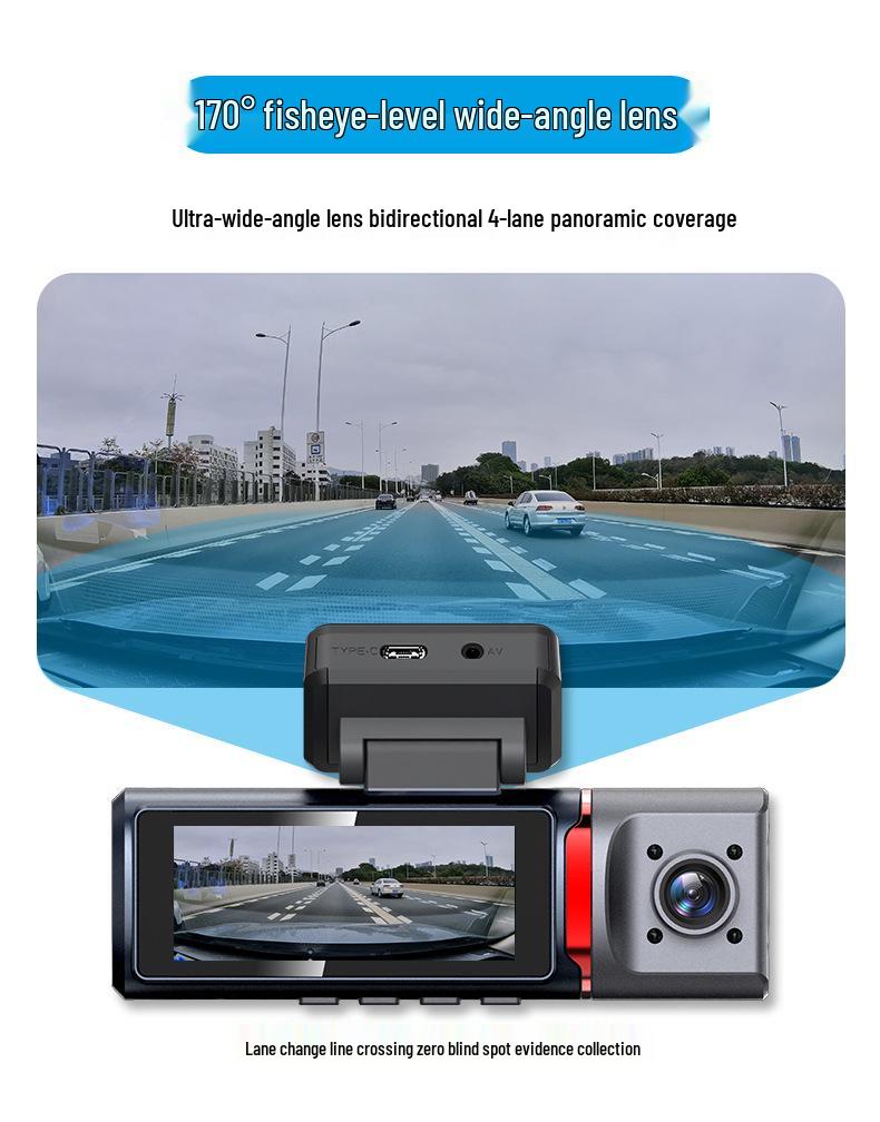 4K Triple-Lens Dash Cam with Night Vision & Built-in GPS
