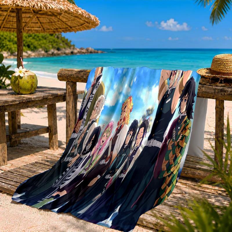 Demon Anime Group Beach Towel Microfiber Beach Towel, Lightweight and Quick-Dry, for Summer Travel, Swimming Pool Fan Birthday Gift