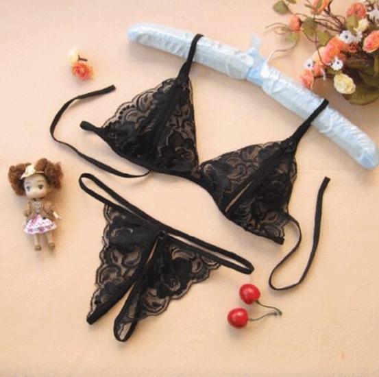 Night Fragrance Lace Lingerie Set: Open Crotch, Sheer, and Seductive Two-Piece