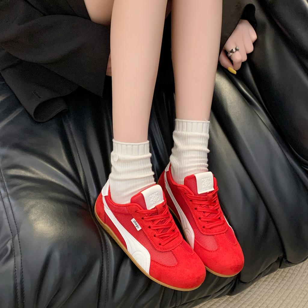 Retro Dexun Shoes Women's 2025 New Spring Flat Single Shoes Fashion Casual Red Sports Shoes Women's Shoes