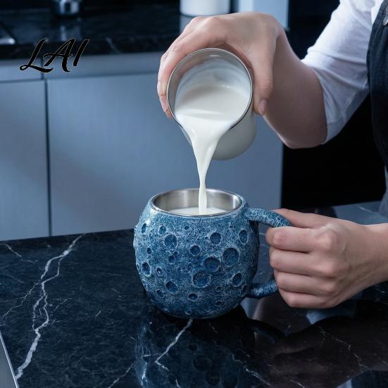 Home And Office Tea Mug 300ml 3D Planet Coffee with Stainless Steel Liner Realistic Solar System Relief Water Themed Cup The Earth/Moon/Sun Drinking