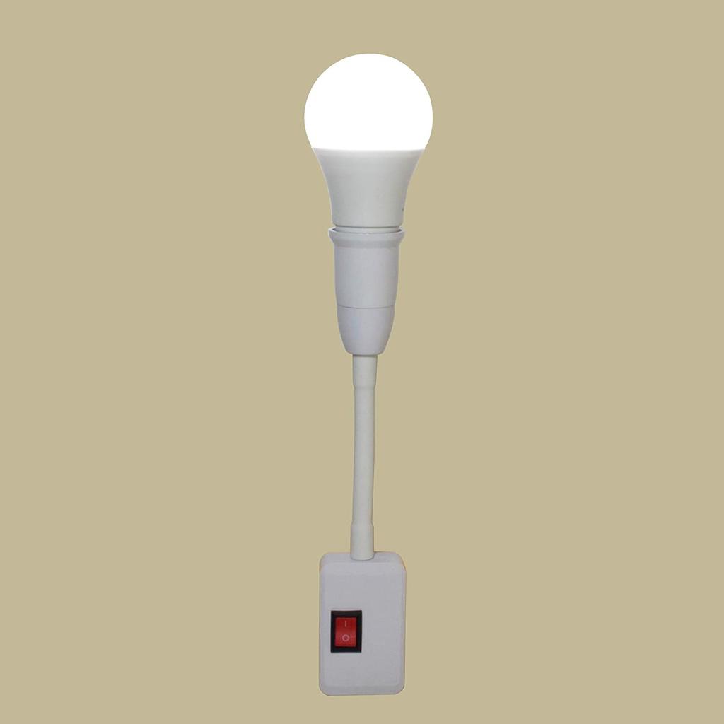 E27/E26 Plug in Light Socket Adapter with On/Off Switch Flexible Neck Extension Lamp Bulb Holder Converter for Night Light Bedside lamp Wall lamp
