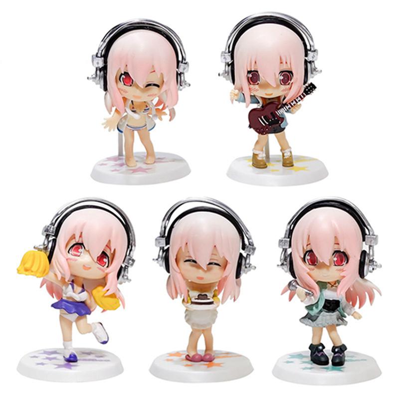 Figurine Anime 10CM Super Sonico Maillot de Bain de Travail Costume Châssis Modèle Version Q Poupées Jouet Durable Cadeau Ornement Emballé Matériau PVC