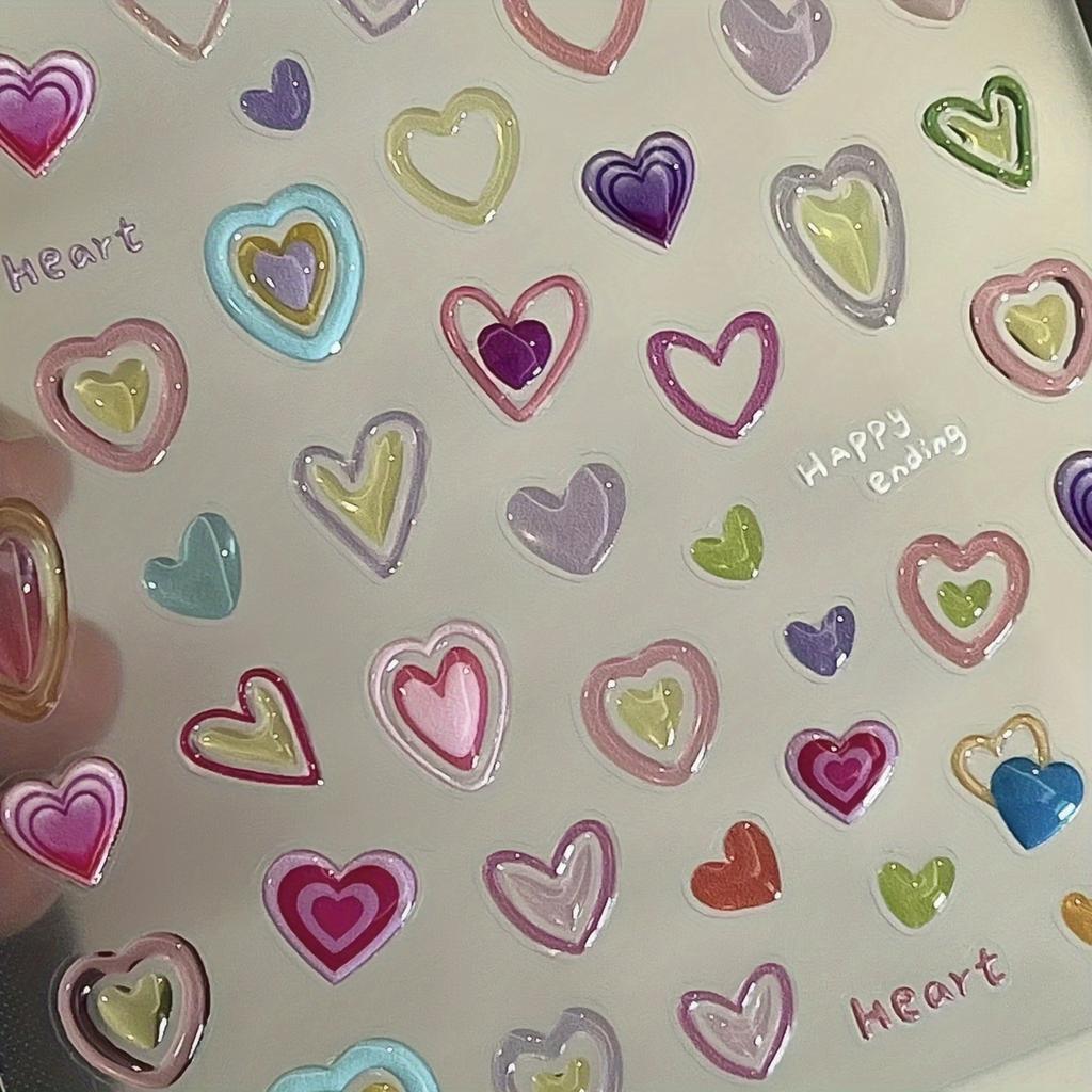 Błyszczące naklejki 5D na paznokcie w kształcie serca samoprzylepne, do dekoracji DIY manicure i pedicure