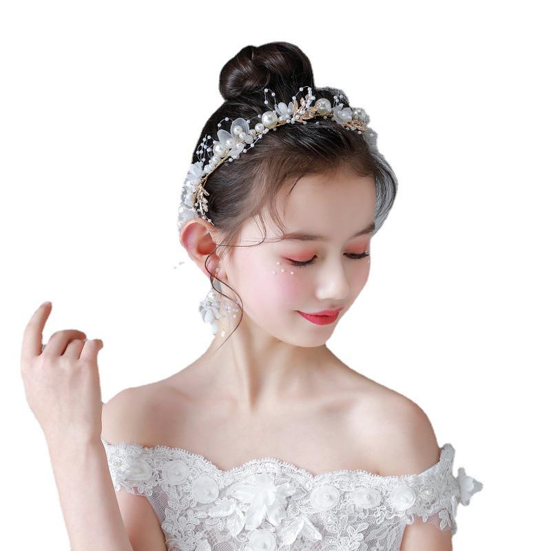 Girls' Fresh Floral Headband & Wrist Flower - Fairy Forest Style, Korean-Inspired Hair Accessories for Child's Performance or Vacation.