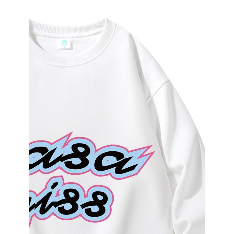 Men's American-Style Letter Print Crew Neck Sweatshirt, Loose Fit Casual Long Sleeve Pullover, Trendy Versatile Daily Top