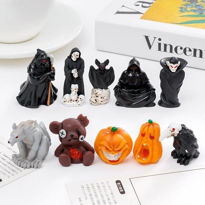 Halloween Figurine Decorations Micro Landscape Ghost Mini Pumpkin Skeleton Ghost Skull Ornament Resin Day Of The Dead Ornaments