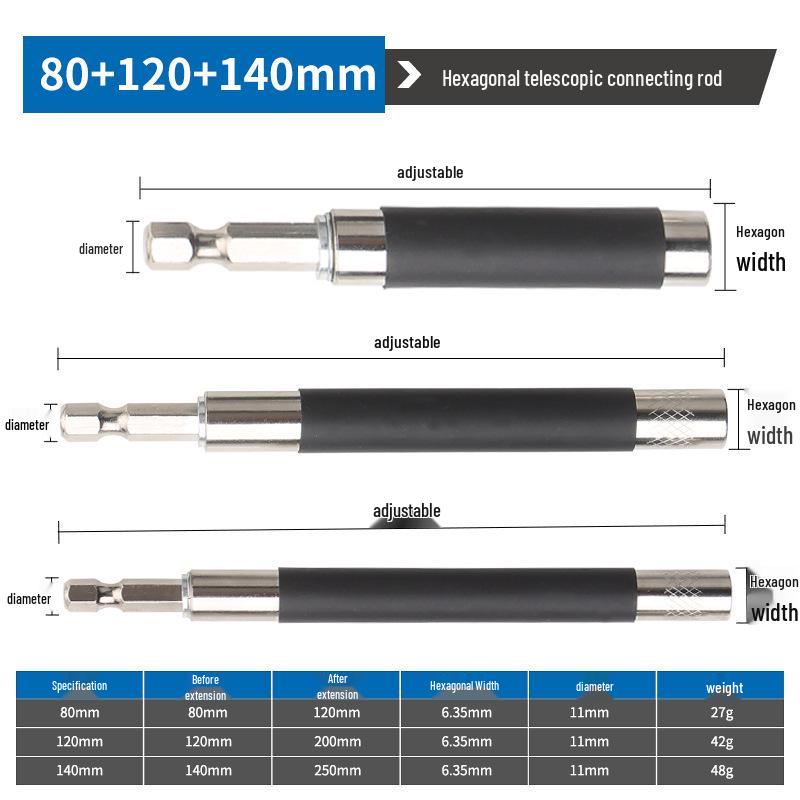 Magnetic Telescopic Hex Socket Wrench Extension Rod