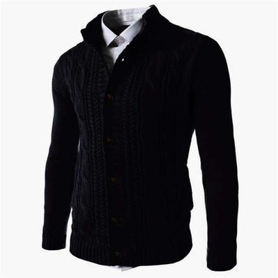 color block button standard men's sweater