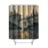 Set Of 4 Waterproof Polyester Shower Curtains, Forest Landscape Pattern, With Hooks, Machine Washable. Suitable For Bathroom