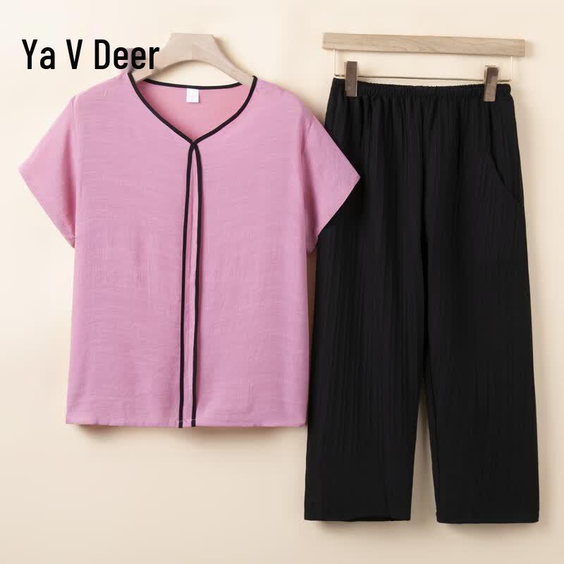 Yalu Women s Plus Size Summer Rayon Short-Sleeve Pajama Set 4XL