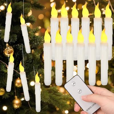 Schwimmende LED-Kerzen Flammenlose Stabkerzen mit Fernbedienung Flackernde Hängende Elektronische Kerze für Halloween Weihnachtsbaumdeko