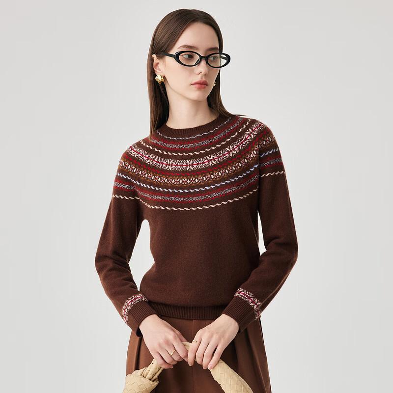 Zhaojun Women's Fair Isle Jacquard Wool Sweater