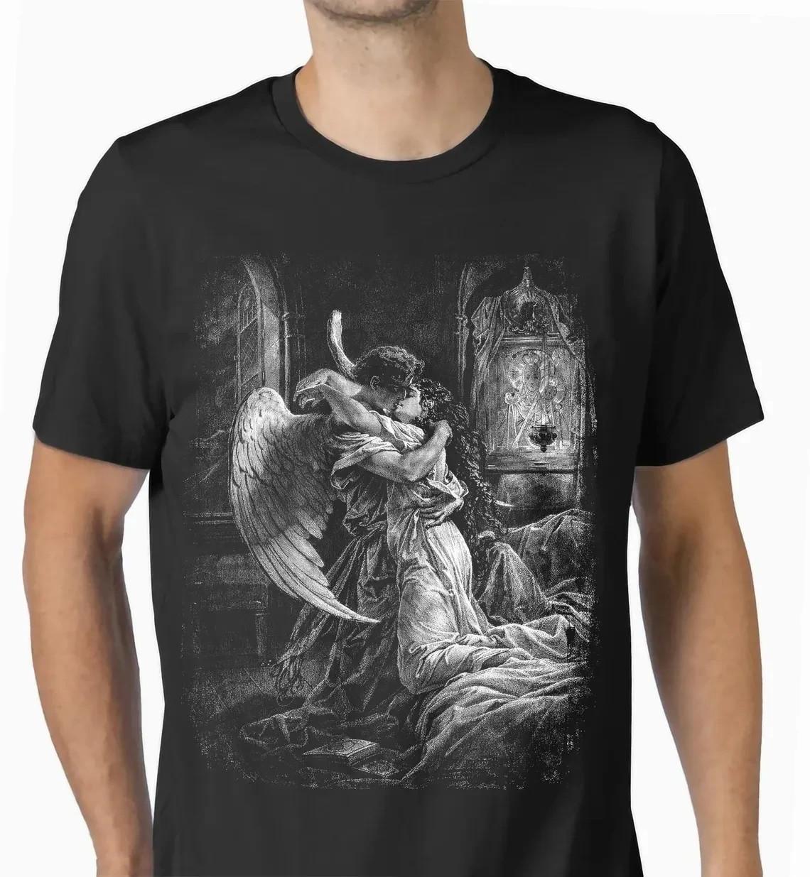 Mihaly Zichy Tamara and Demon Shirt Gothic Tee Dark Academia Angel Illustration XXXXL