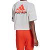 adidas Alphabet Logo Print Crop Round Neck Short Sleeve T-Shirt Damen Tops Weiß H67199