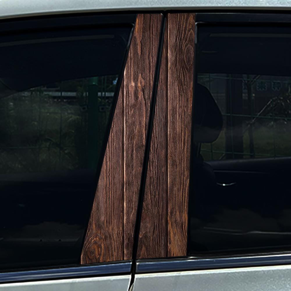 2Pcs/set Wood ized Car Center Pillar Sticker Wood Auto B Pillar Protective Film Decoration Scratch Cover Sticker