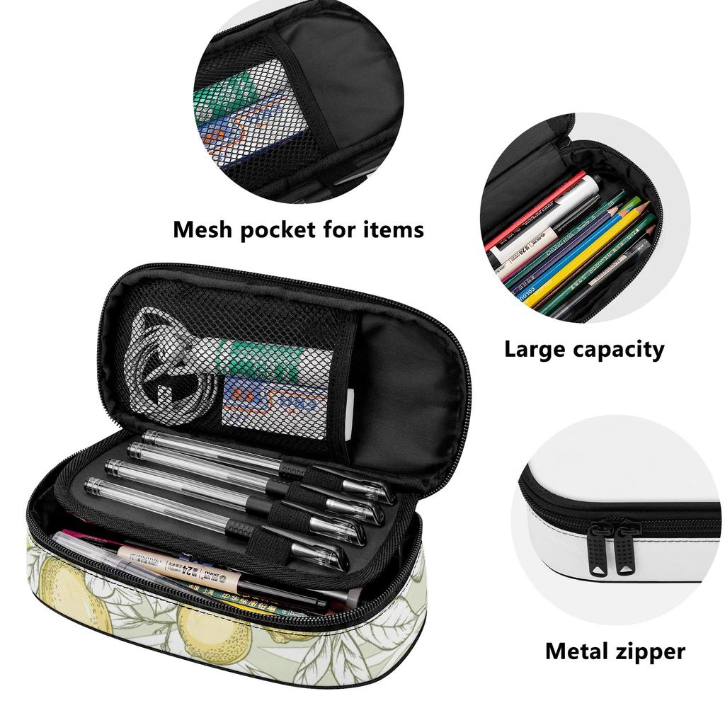 Pencil Pouch High Capacity Wear Resistant Polyester Zipper Closure with Mesh Pocket Removable Divider and Pen Slots for Boys Girls