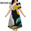 2026 New Women Dresses Fashion Plus Size Summer Flower 3D Print Short Sleeve Dress Casual Tie Dye Loose A-Line Dress Streetwear