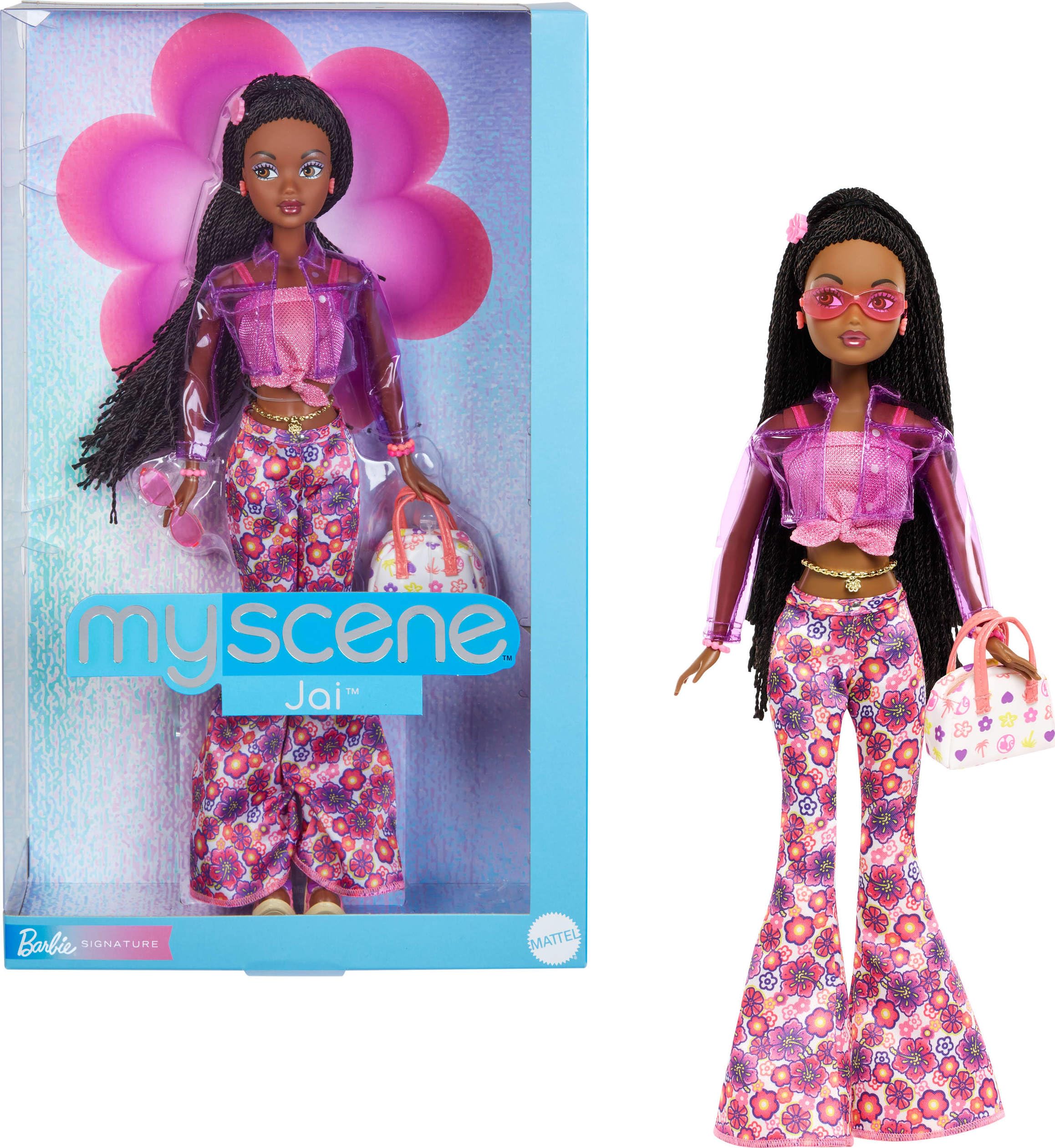 

Barbie My Scene Jai Signature Black Doll House for Pretend Ages 6 and JBH84 Dress-Up Play, Up,