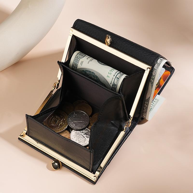 Premium Women's RFID Blocking Genuine Leather Wallet with Alloy Trim, Compact Coin Pocket & Anti-Theft Design