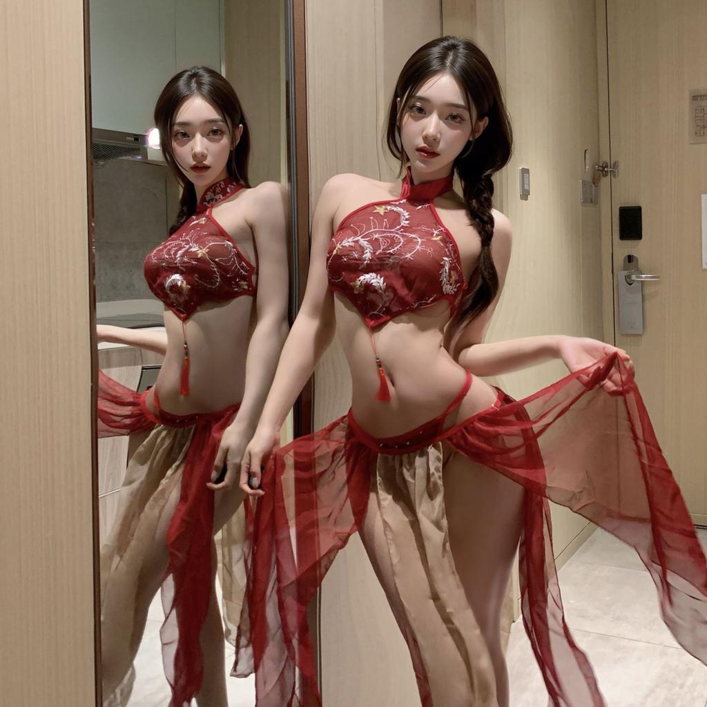 Night Party, Beautiful Antique Hanfu, Sexy Erotic Underwear, Cheongsam, Passion, Sexy Charm, Belly Pocket Women's Suit, One Piece.