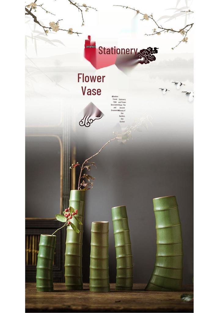 Zen Bamboo Joint Wall Hanging Vase: Ceramic Flower Holder for a Simple, Creative Arrangement.