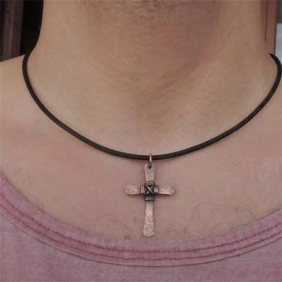 Good Creative Necklace Punk Cross Pendant 1pc Birthday Party Anniversary Gift Simple Vintage Necklace Clavicle Chain Men'S And Women'S Fashion