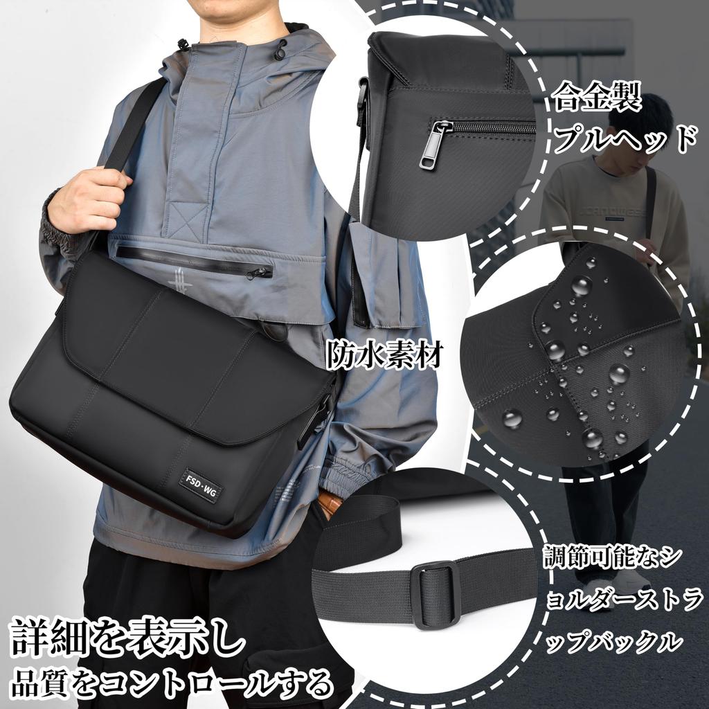 FSDWG Shoulder Messenger Crossbody for and Outdoors Bag, One-Shoulder Bag, Bag, Waterproof, 2-Way, Commuting, School, Travel,