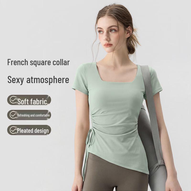 Youyou Women s Short Sleeve Padded Yoga Top M