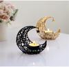 Metal Candlestick Moon Shaped Candle Holder Home Desktop Ornament for Bedroom Showcase Decoration Eid Mubarak Ramadan