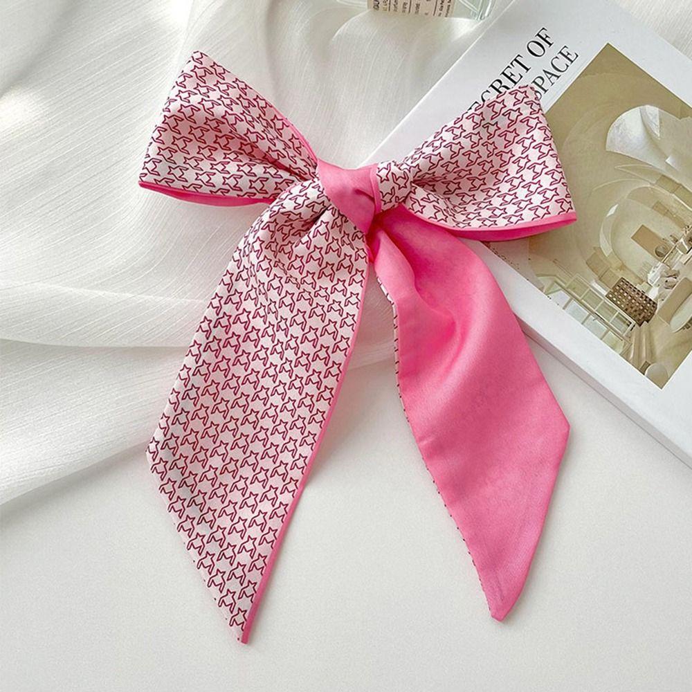 Flower Silk Scarf Pink Scarf Hair Band Retro Printed Scarf  Women