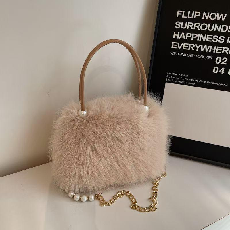 Geantă de mână pufoasă cu perle - Geantă crossbody de damă la modă primăvară/vară 2025