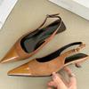 Elegant Splicing Brand Designer Sandals Women Sexy Pointed Toe Low Heel Pumps Fashion Satin Buckle Slingback Heels Zaptos Mujer