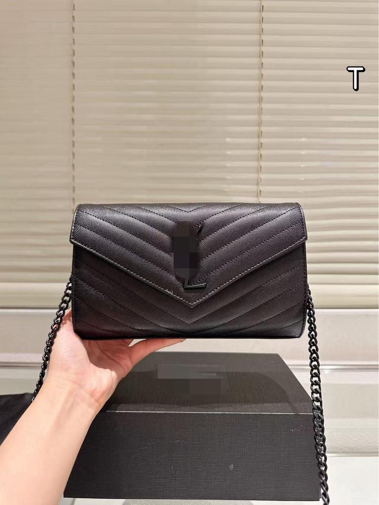 YSL Classic Diamond Envelope Bag: Versatile Women's Caviar Leather Crossbody with Ball Grain Design.